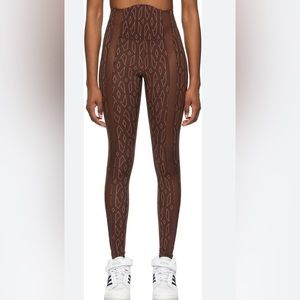 Adidas X IVY PARK Burgundy Monogram Sheer Mesh Panel Leggings - Brown